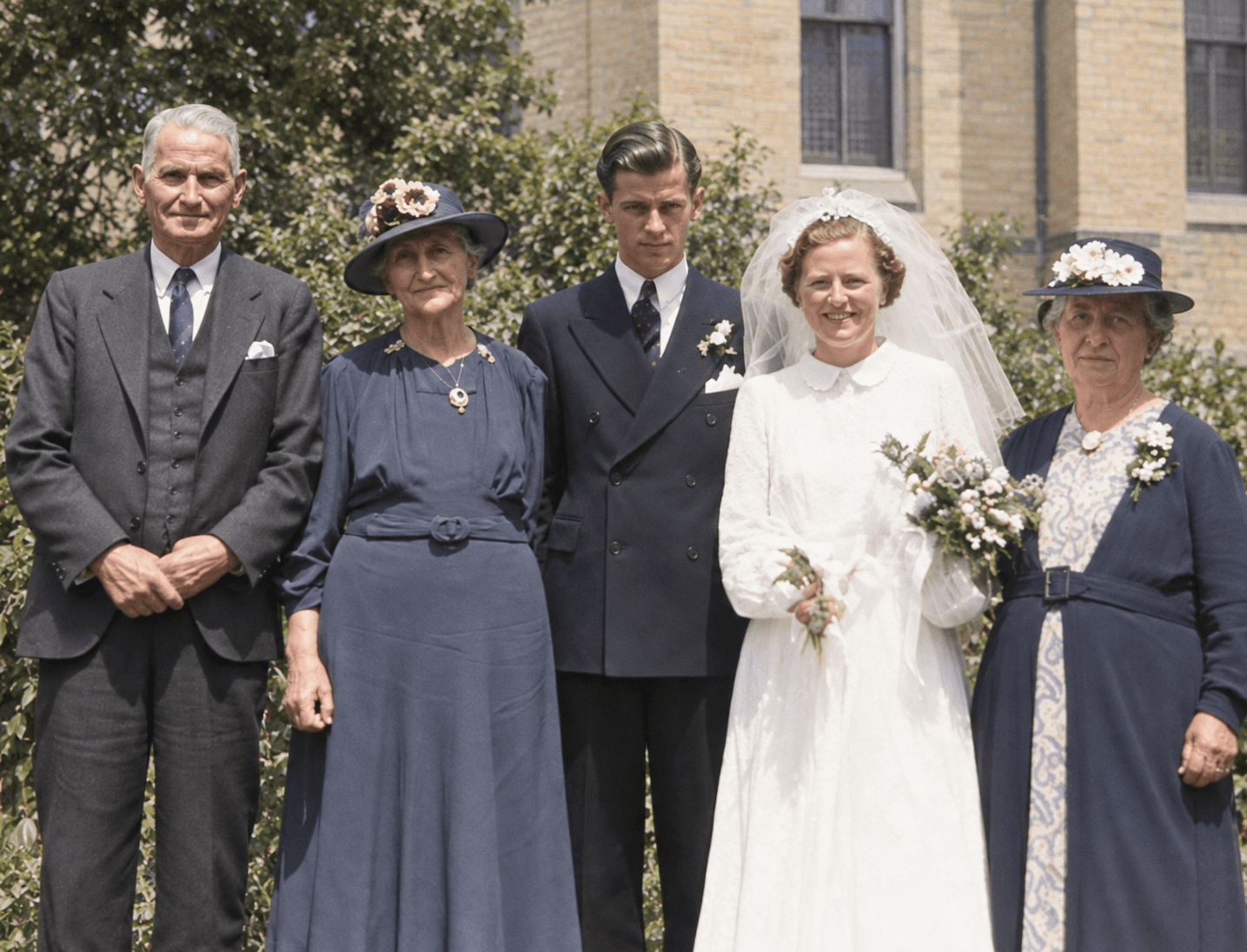 Art and Hilda's 1941 wedding photo, colourized
