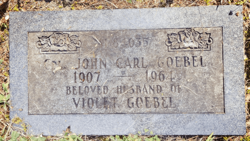 Jack Goebel's headstone, Cobourg Union Cemetery