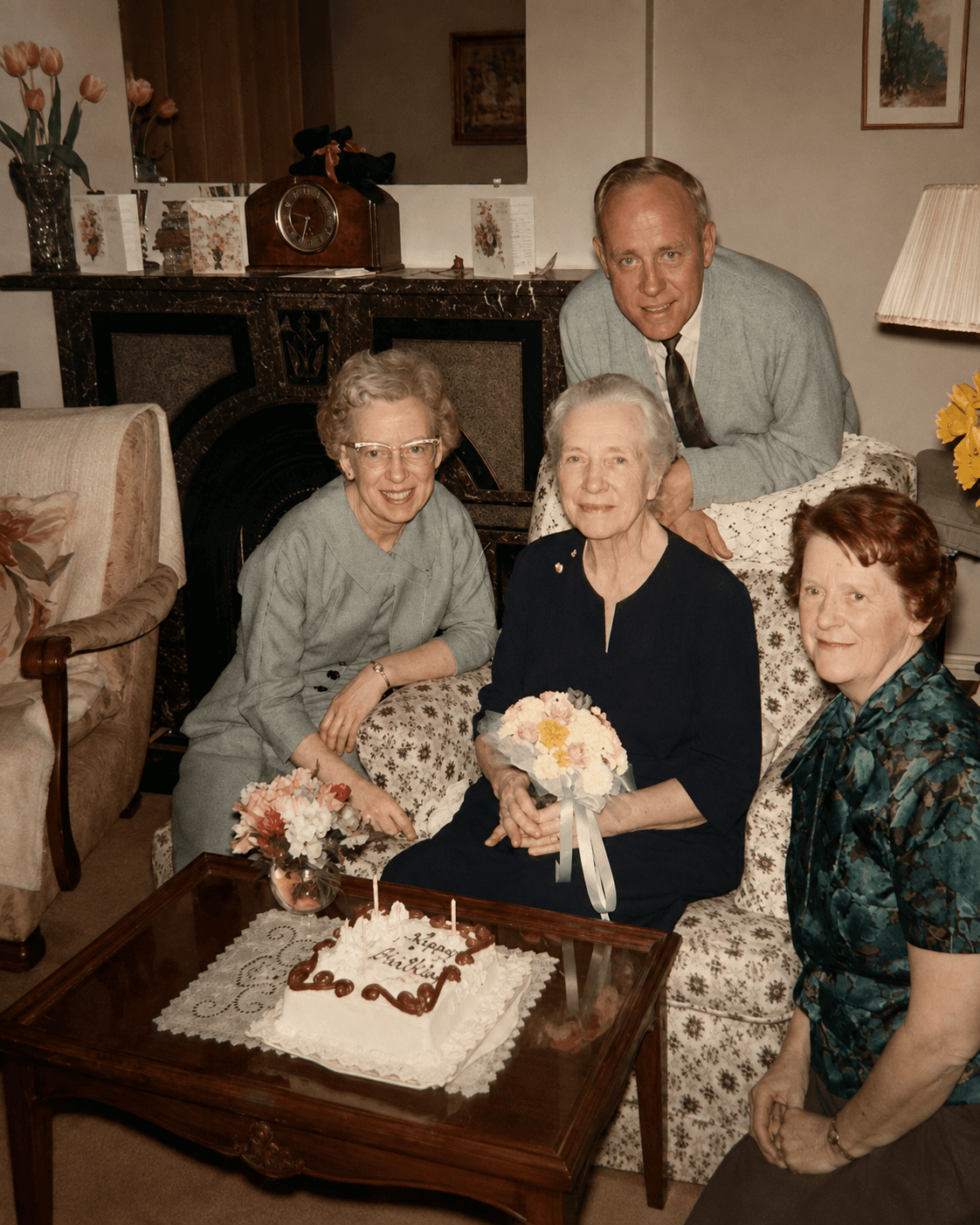 Rose's birthday, with Edith, Hilda, and Norm