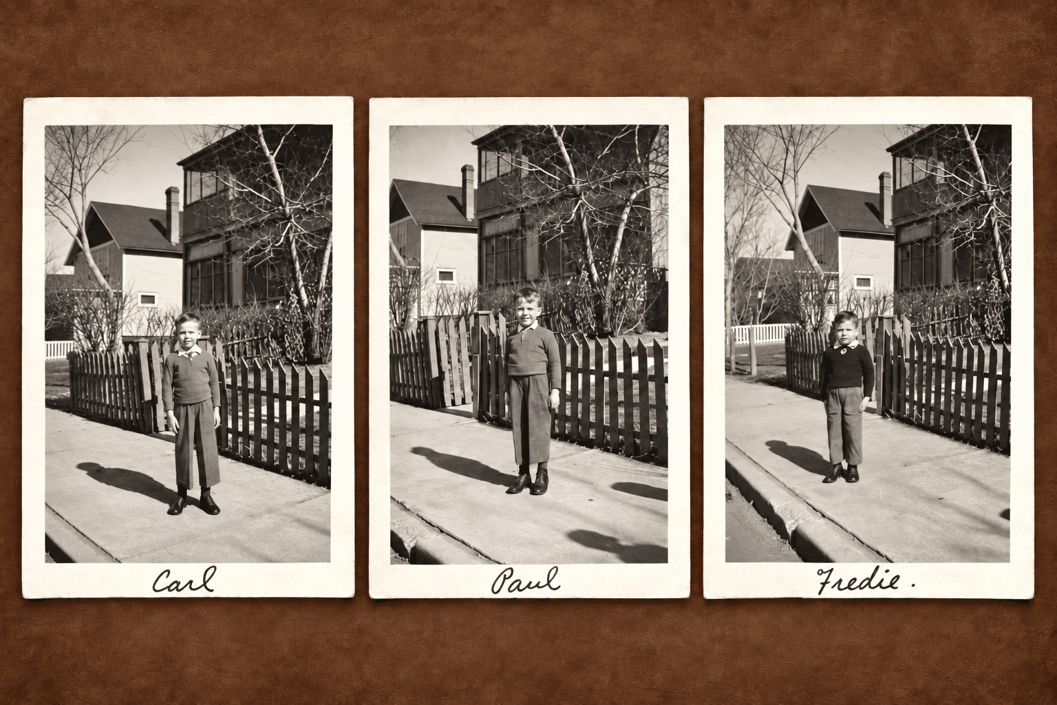 Violet's three young sons, photographed to send overseas to Jack, circa 1943