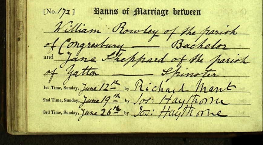 William and Jane's marriage banns