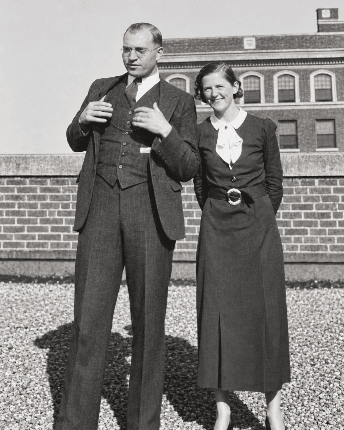 William Charles Rowley and his daughter Hilda at the Bank of Toronto, 1933