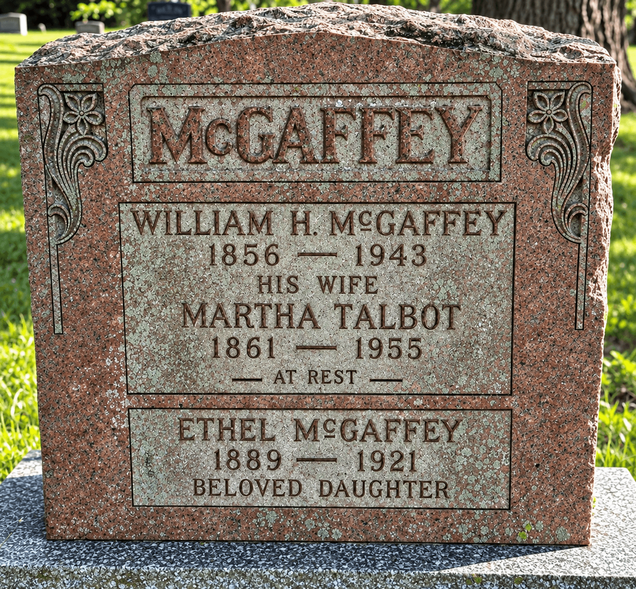 William and Martha McGaffey's headstone, Bothwell Cemetery